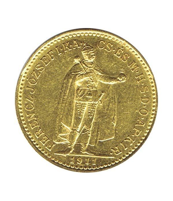 Moneda de oro 10 coronas 1911 Hungria.