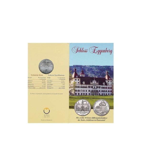 moneda Austria 10 Euros 2002 (Castillo de Eggenberg)-estuche.  - 2