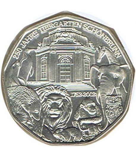 moneda Austria 5 Euros 2002 (nueve esquinas) Zoo. Elefante