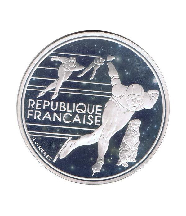 Moneda de plata 100 Francos Francia 1991 Albertville'92 Patinaje  - 2