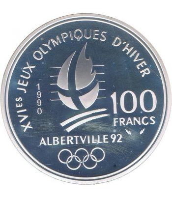 Moneda de plata 100 Francos Francia 1991 Albertville'92 Patinaje
