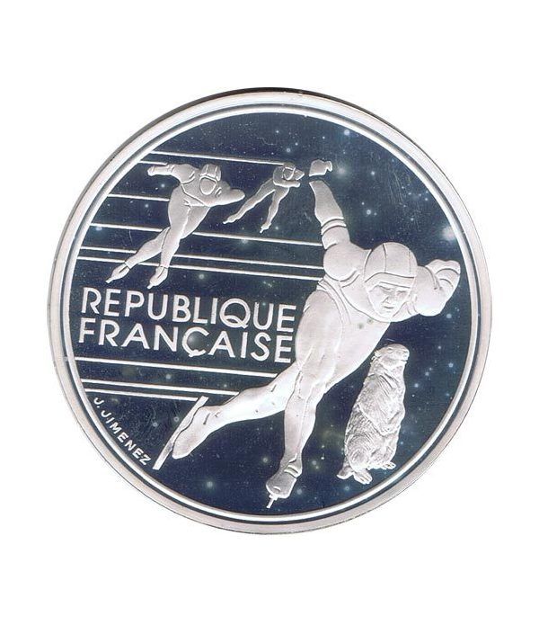 Moneda de plata 100 Francos Francia 1991 Albertville'92 Patinaje