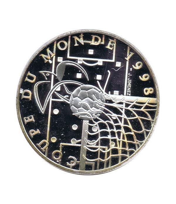 Moneda de plata 10 Francos Francia 1996. Mundial 98 Futbol Caja  - 2