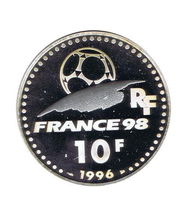 Moneda de plata 10 Francos Francia 1996. Mundial 98 Futbol Caja  - 4