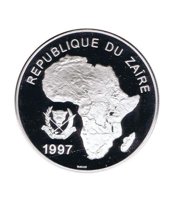 Moneda de plata 1000 Nuevos Zaires Zaire 1997. Mundial 98  - 4