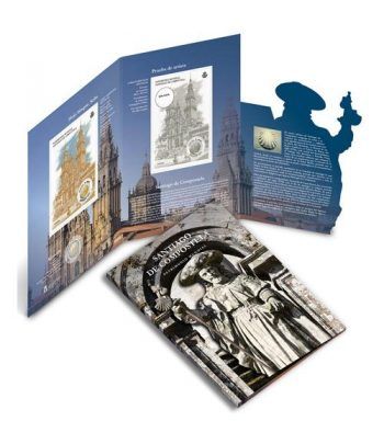 Cartera oficial euroset 2 Euros España 2018 Santiago + Sellos