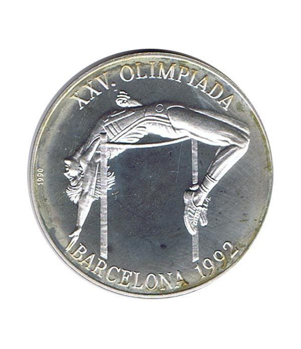 Moneda de plata 10 pesos Cuba 1990. Barcelona 1992 Salto.  - 2
