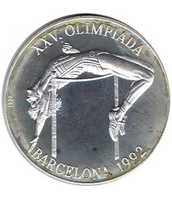 Moneda de plata 10 pesos Cuba 1990. Barcelona 1992 Salto.