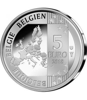 moneda Belgica 5 Euros 2018 Los Pitufos. Estuche.