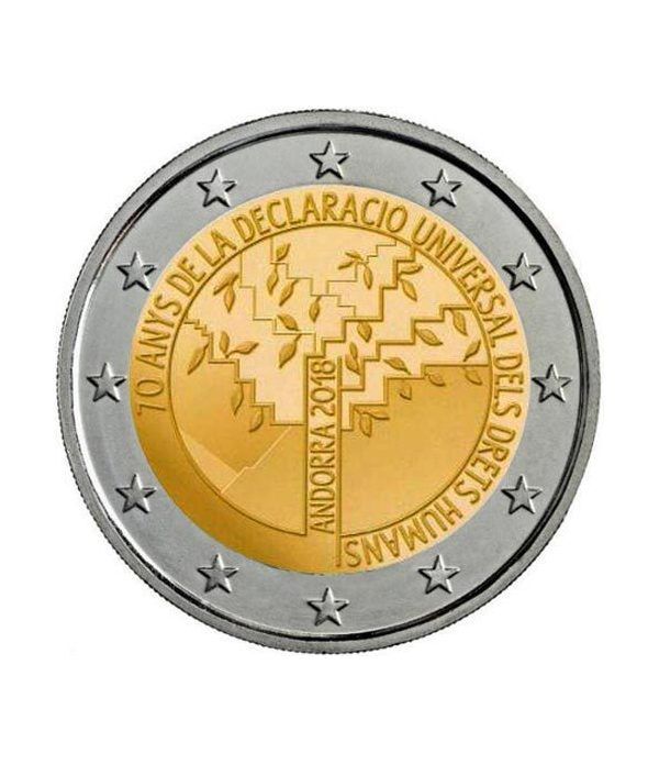 moneda conmemorativa 2 euros Andorra 2018 Derechos Humanos. BU.