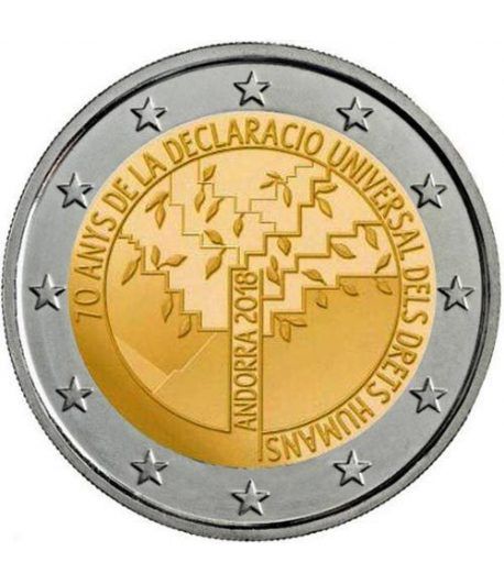 moneda conmemorativa 2 euros Andorra 2018 Derechos Humanos. BU.