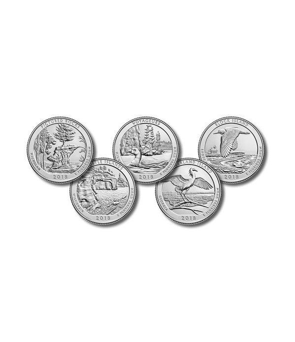 E.E.U.U. 1/4$ 2018 Parques Nacionales (5 monedas) ceca D.  - 2