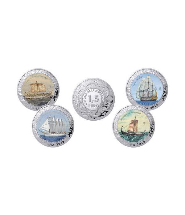 Monedas 2018 Historia de la Navegación I. 4 monedas con estuche