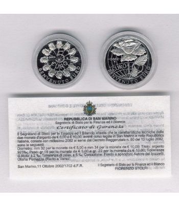 San Marino (5 - 10 Euros) plata 2002 Bienvenido Euro