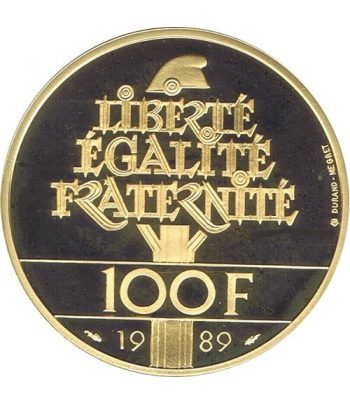 Moneda de oro 100 francos Francia 1989 Derechos del Hombre