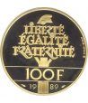 Moneda de oro 100 francos Francia 1989 Derechos del Hombre