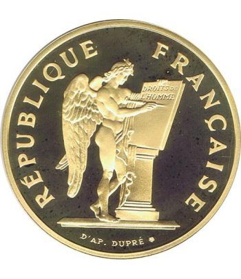 Moneda de oro 100 francos Francia 1989 Derechos del Hombre