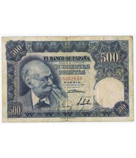 (1951/11/15) Madrid. 500 Pesetas. MBC-. Sin Serie 5252955