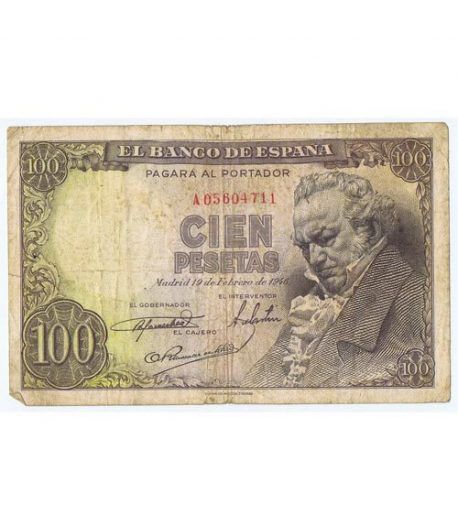 (1946/02/19) Madrid. 100 Pesetas. BC. Serie A05604711