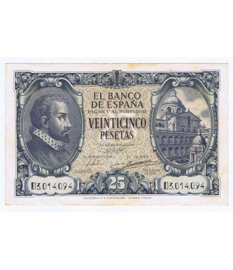 (1940/01/09) Madrid. 25 Pesetas. EBC- Serie D3014094 Manchas