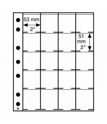 LEUCHTTURM hojas GRANDE para 20 cartones monedas 50x50 mm.