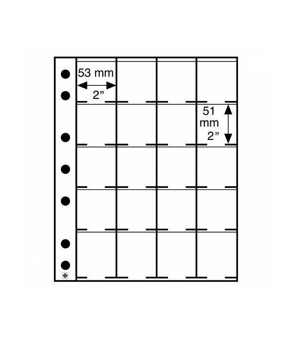 LEUCHTTURM hojas GRANDE para 20 cartones monedas 50x50 mm.