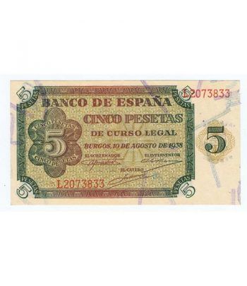 (1938/08/10) Burgos. 5 Pesetas. SC. Serie L2073833  - 1