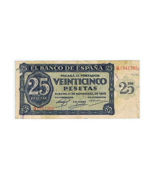 (1936/11/21) Burgos. 25 Pesetas. MBC. Serie Q1941366