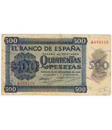 (1936/11/21) Burgos. 500 Pesetas. MBC. Serie A494116