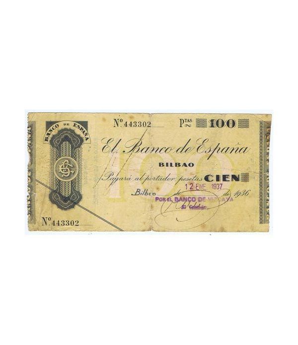 (1936) BILBAO. 100 Pesetas. MBC. Serie 443302