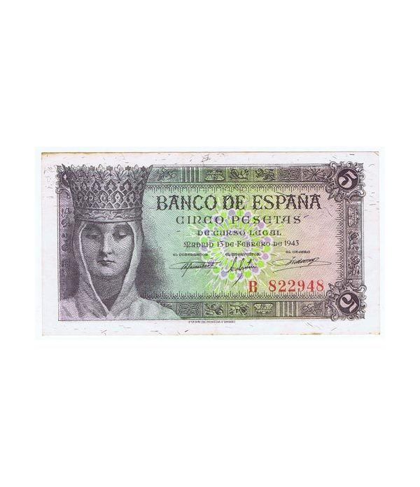 (1943/02/13) Madrid. 5 Pesetas. EBC+. Serie B822948