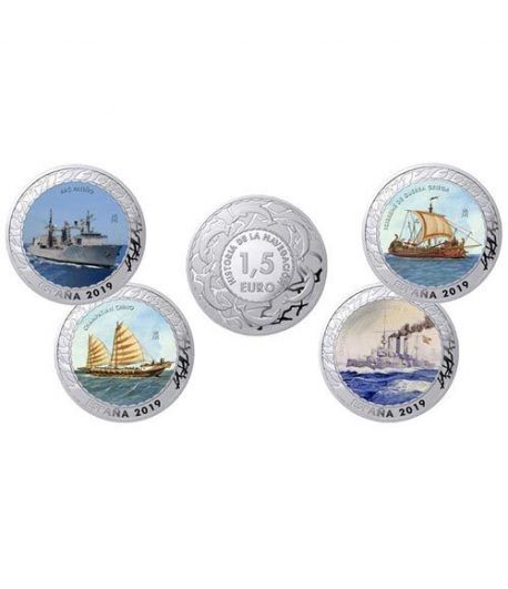 Monedas 2019 Historia de la Navegación II. 4 monedas.