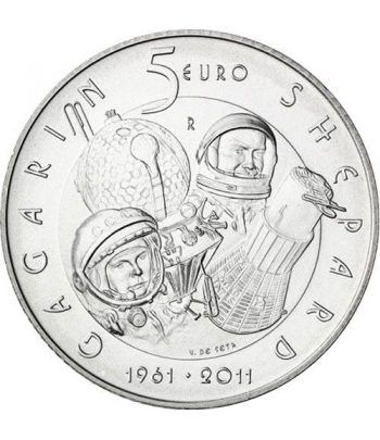 San Marino 5 Euros 2011 50 años Hombre al Espacio. Plata