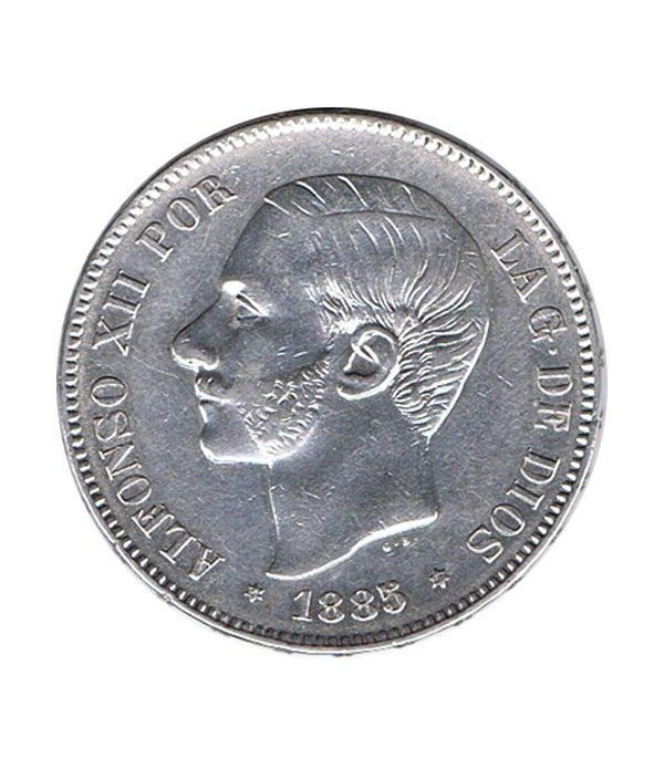 5 Pesetas Plata 1885 *87 Alfonso XII MS M. EBC