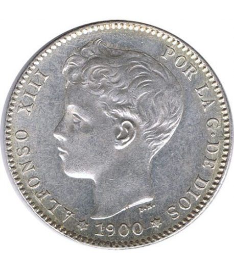 1 Peseta Plata 1900 *00 Alfonso XIII SM V. SC.