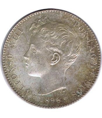 1 Peseta Plata 1896 *96 Alfonso XIII PG V.