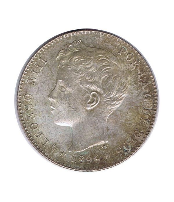 1 Peseta Plata 1896 *96 Alfonso XIII PG V.