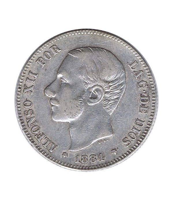 2 Pesetas Plata 1884 *84 Alfonso XII MS M.