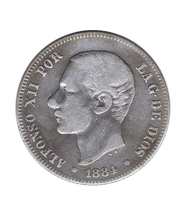 2 Pesetas Plata 1884 *84 Alfonso XII MS M.