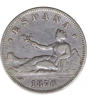 2 Pesetas Plata 1870 *75 Gobierno Provisional.