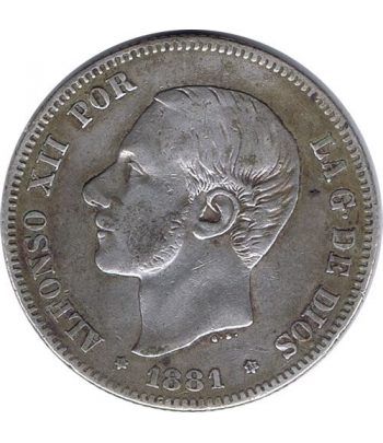 2 Pesetas Plata 1881 *81 Alfonso XII MS M.  - 1