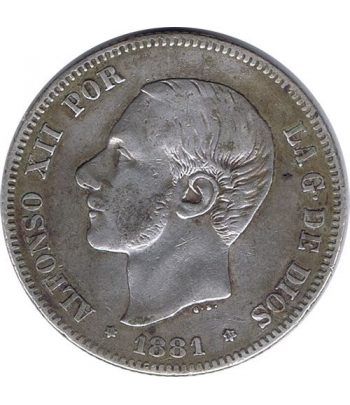 2 Pesetas Plata 1881 *81 Alfonso XII MS M.