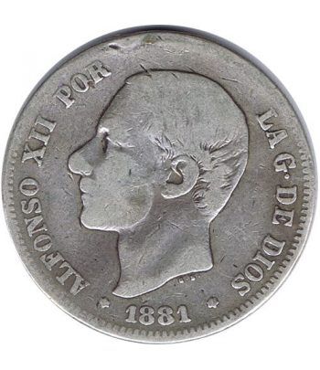 2 Pesetas Plata 1881 *81 Alfonso XII MS M.