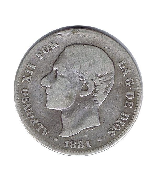 2 Pesetas Plata 1881 *81 Alfonso XII MS M.