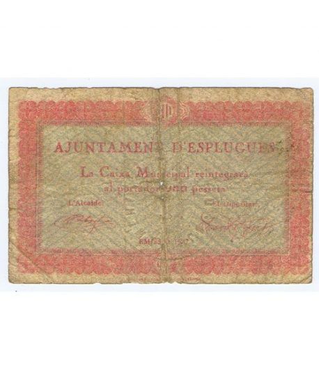(1937) 1 Pesseta Ajuntament d'Esplugues.