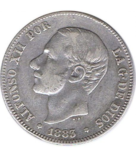 2 Pesetas Plata 1883 *83 Alfonso XII MS M.