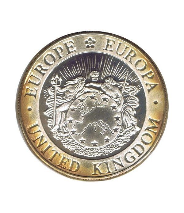 Moneda de plata 25 Ecu Gran Bretaña 1993 Europa Piedfort.  - 2