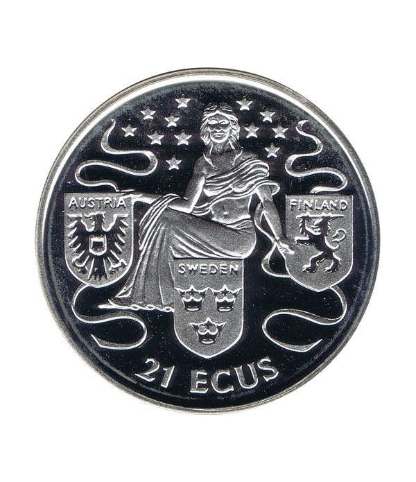 Moneda de plata 21 ecus Gibraltar 1995. Estuche  - 4