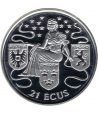 Moneda de plata 21 ecus Gibraltar 1995. Estuche