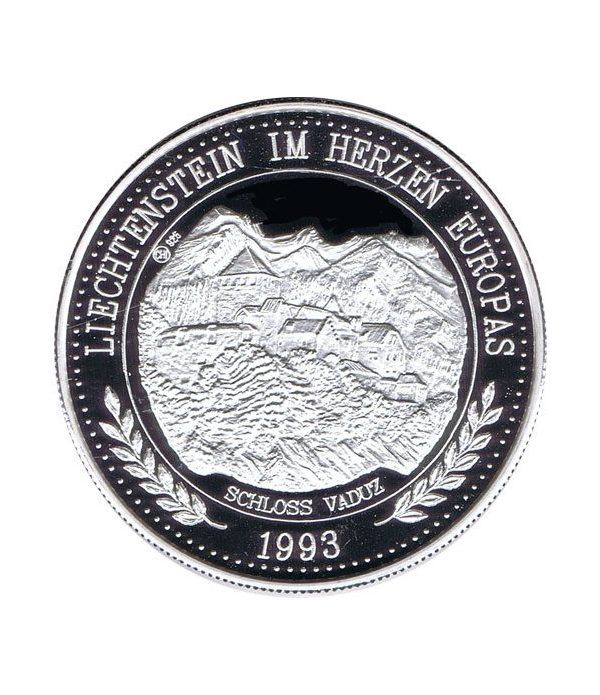 Moneda de plata 20 Ecu Liechtenstein Escudo color. Piedfort.  - 2